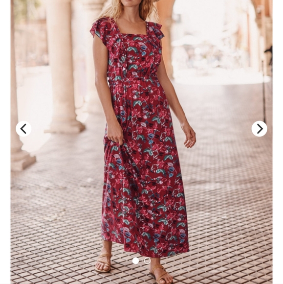 Garnet Hill Red Floral Maxi Dress Bargaining Is The Color - Picture 1 of 4